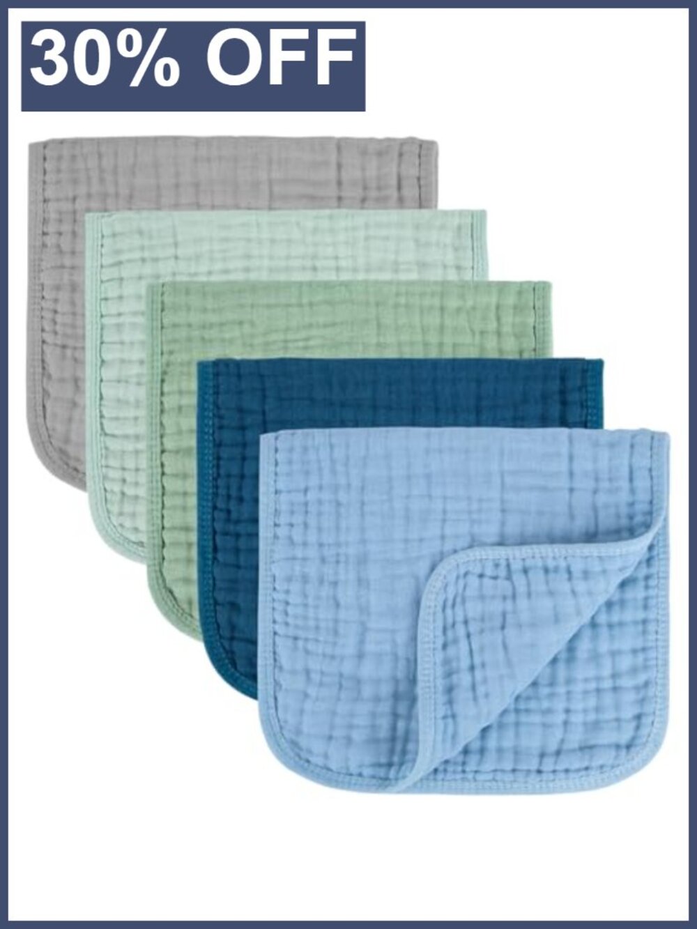 100% Cotton Muslin Baby Burp Cloths 5-Pack Newborn Essential 10x20